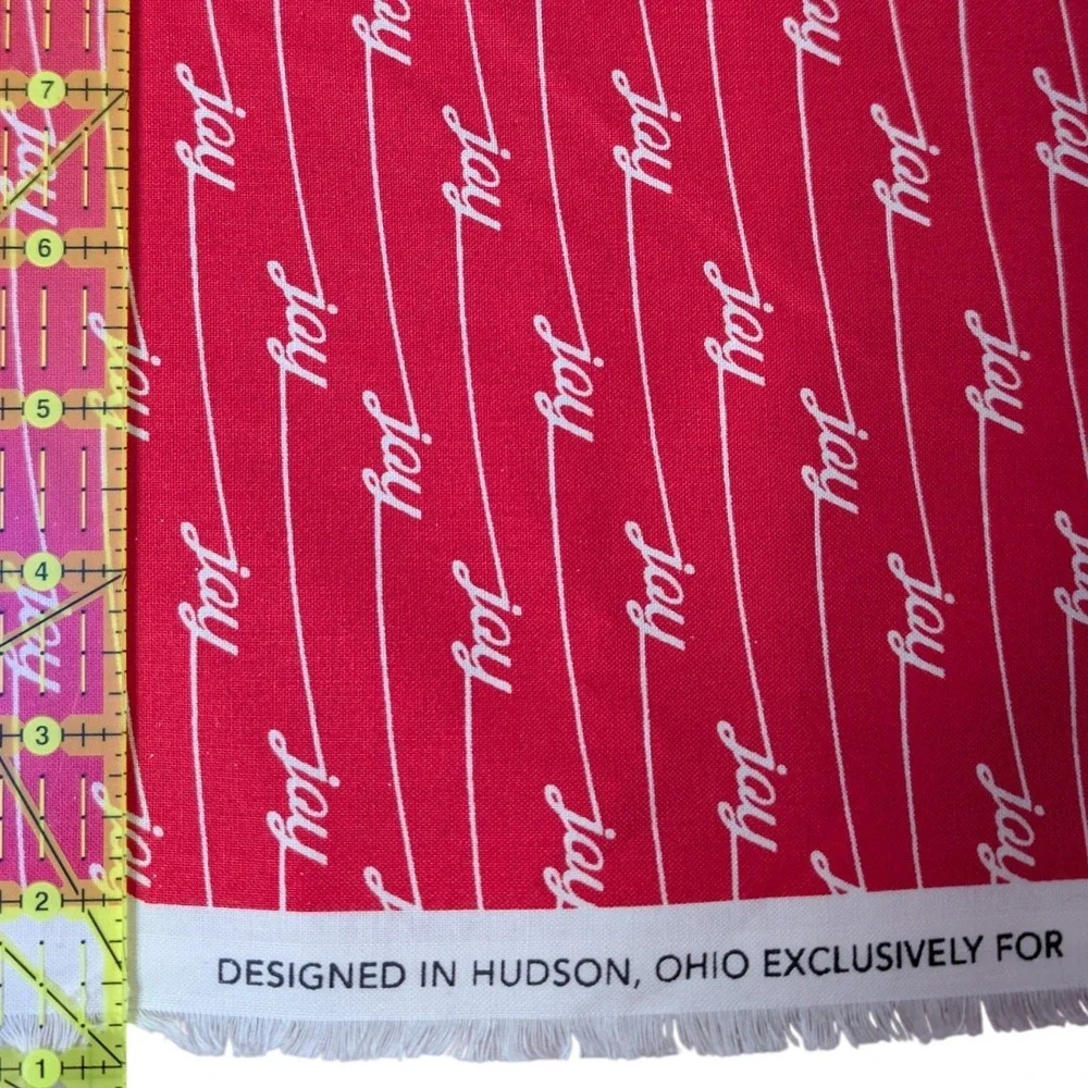 Joann Christmas Prints Joy White on Red Cotton Fabric 1 Yard 44